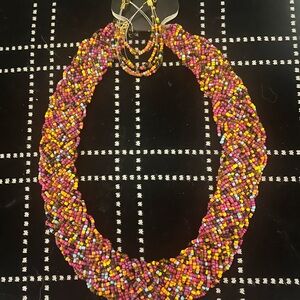 Colorful Beaded Necklace and Earring Set